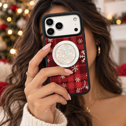 Snowy Tartan Mirror MagSafe Phone Case Grip Set