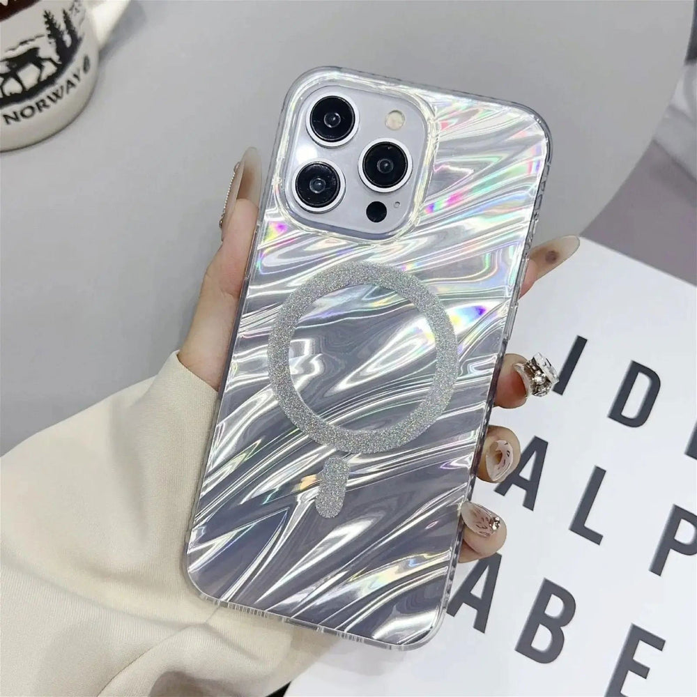 Iridescent Silver Glitter｜MagSafe Phone Case - PadaSnap