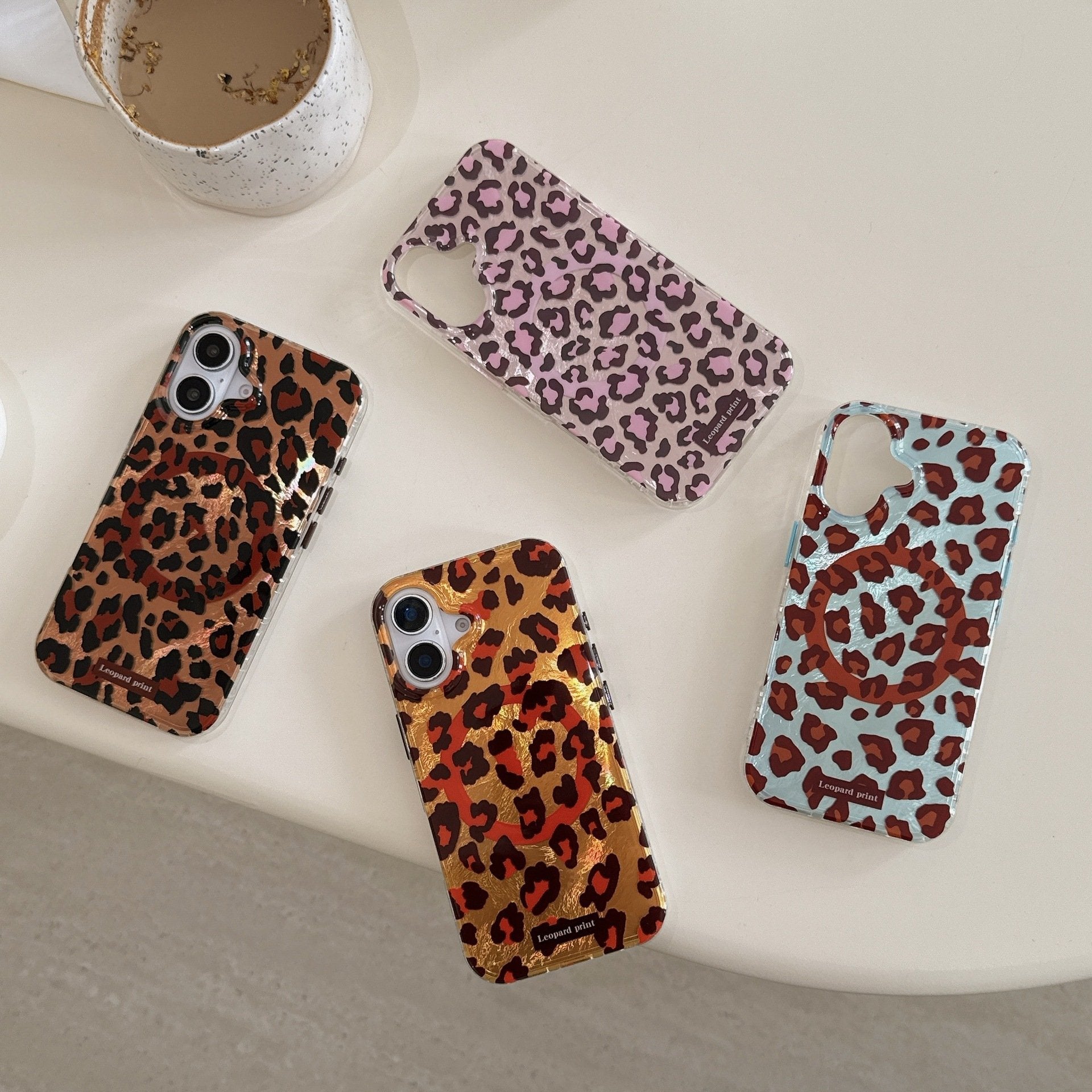 Leopard Print | Iridescent MagSafe Phone Case Grip Set