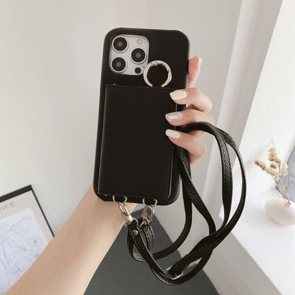 Leather Wallet Phone Case Crossbody Strap Set With Mirror