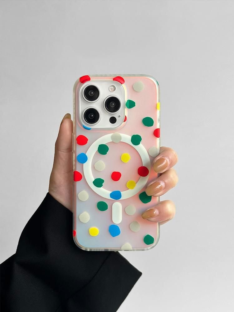 Opalescent Polka Dot | MagSafe Phone Case With Charms - PadaSnap