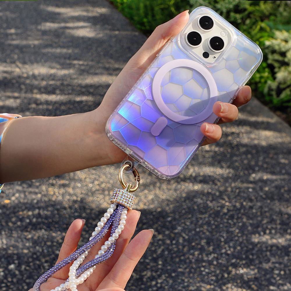 Opalescent Ripple | Purple MagSafe Phone Case With Grip - PadaSnap