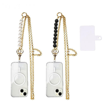 Pearl Metal Chain Adjustable Phone Crossbody Lanyard