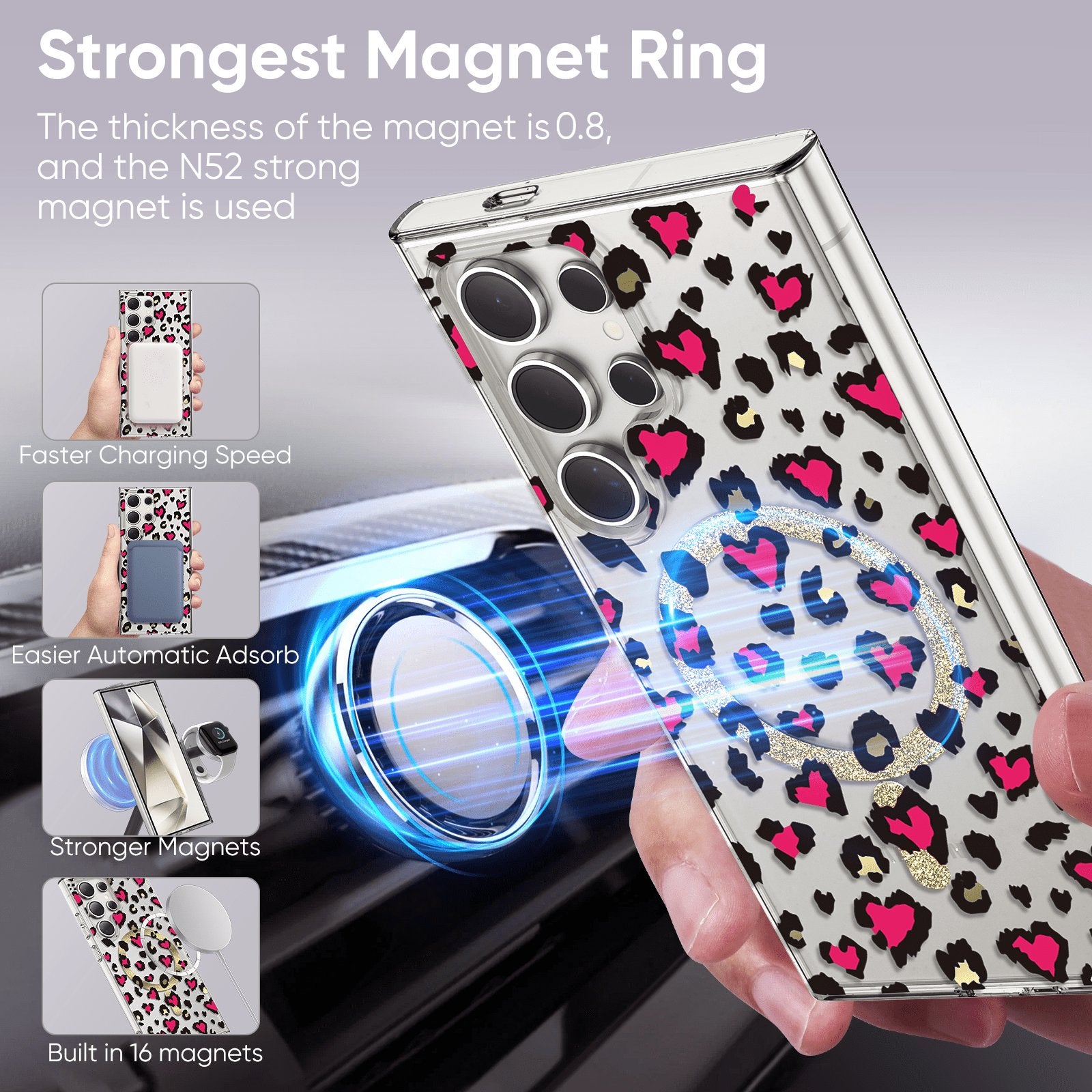 Leopard Pattern Soft TPU MagSafe Phone Case For Samsung