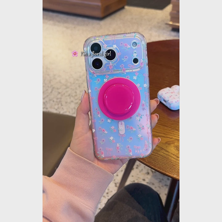 Cottage Bloom｜Blue MagSafe Phone Case Grip Set