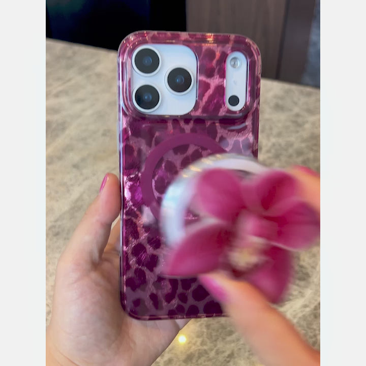 Wild Berry Leopard MagSafe Phone Case Grip Set
