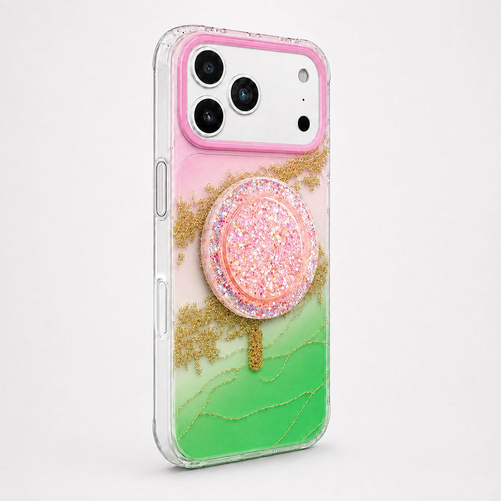 Gilded Gradient Clear MagSafe Phone Case Grip Set
