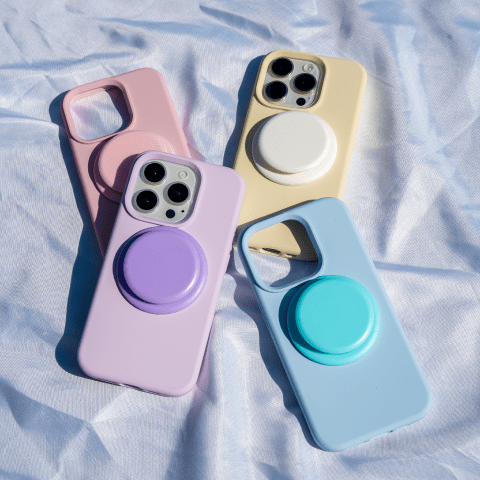 Velvet Touch | Blue Soft Silicone MagSafe Phone Case With Grip - PadaSnap